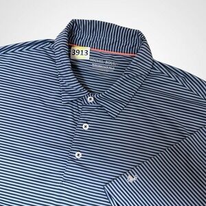 Michael Rouen Golf Polo Shirt Mens XXL 2XL Blue /Black stripe  Performance Polo